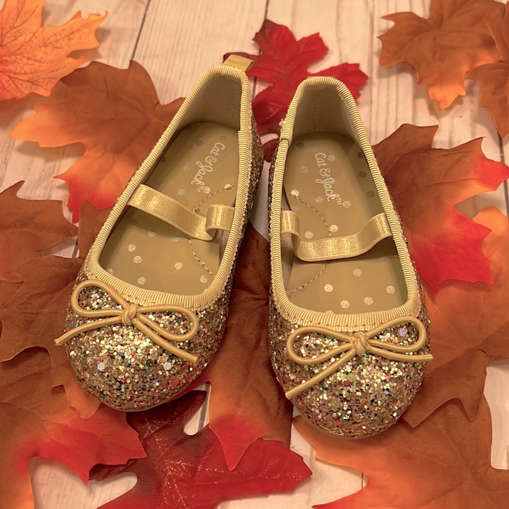 Cat & Jack | Glitter Gold Ballet Slipper Shoes | Toddler Size 5